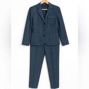 Elie Tahari Denim Blue Wool-Blend Pant Suit | Sz 14 Blazer / 12 Pants